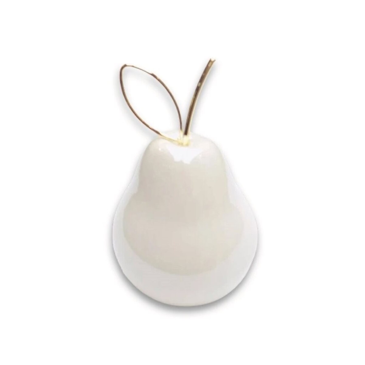 PERA DECORATIVA 8.5CM BLANCO/DORADO 