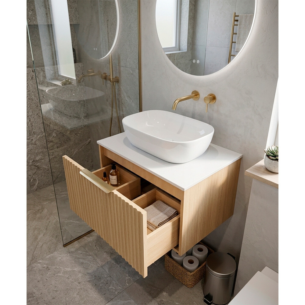 CONJUNTO DE BAÑO HABITARE MODELO SY2006-60W / MUEBLE + BACHA + ESPEJO C/ LUZ LED - 60 cm Conjunto De Baño Habitare Modelo Sy2006-60w / Mueble + Bacha + Espejo C/ Luz Led - 60 Cm