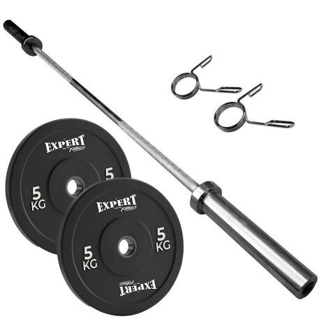 Barra Olímpica Maciza 1.50m +10kg Discos Pesas Expert Cmb001514