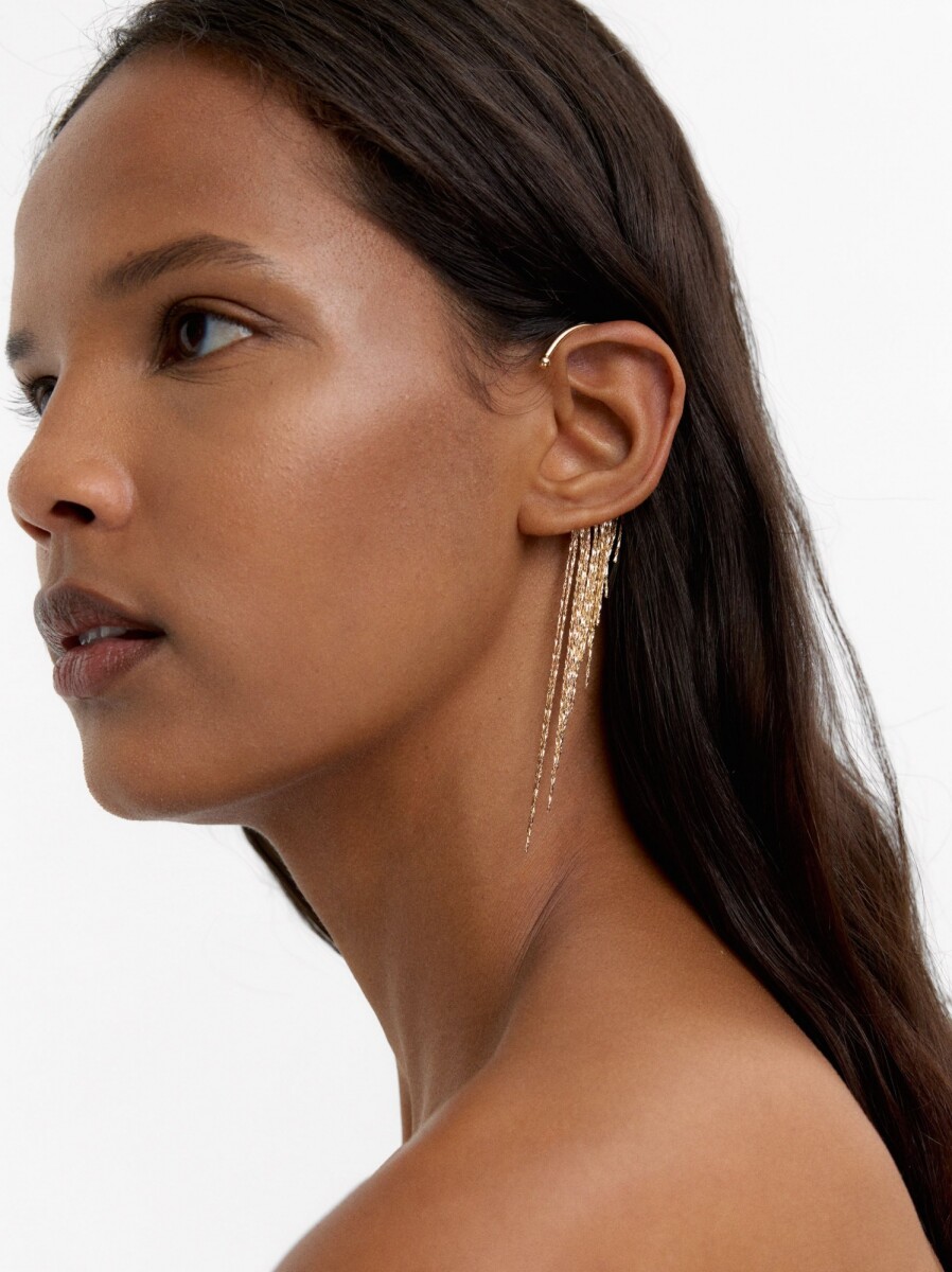 Ear Cuff Individual Con Flecos - dorado 