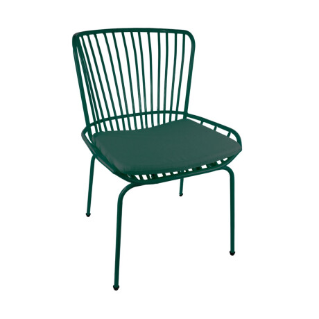 Silla de metal con almohadon verde Silla de metal con almohadon verde