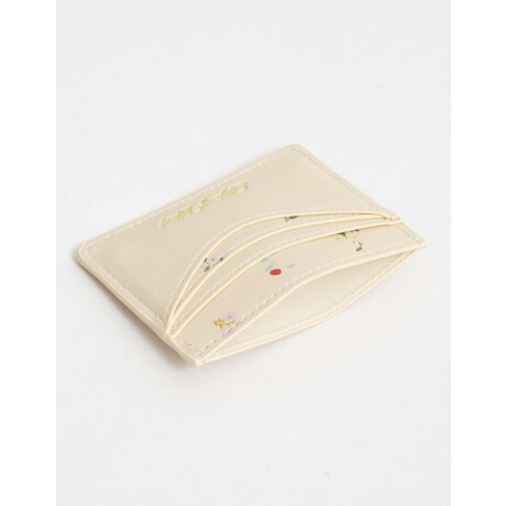 Tarjetero Cuerina Flores Amarillo Claro