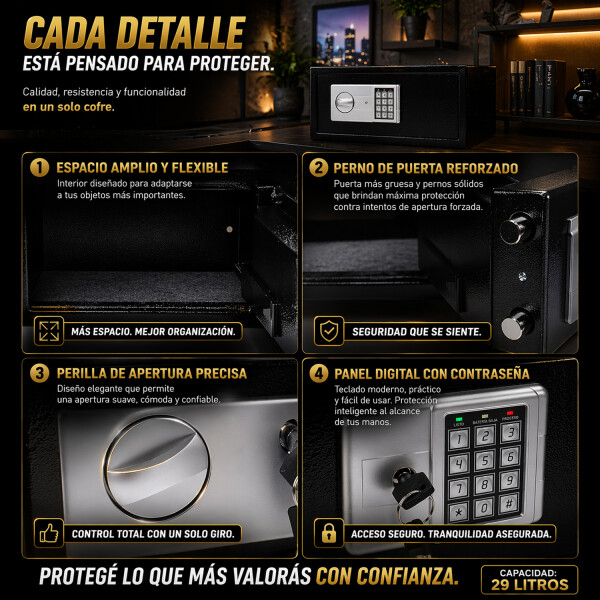Cofre De Seguridad Digital 29l Indicador Led 7.3 Kgs 420ea COFRE DE SEGURIDAD 420EA