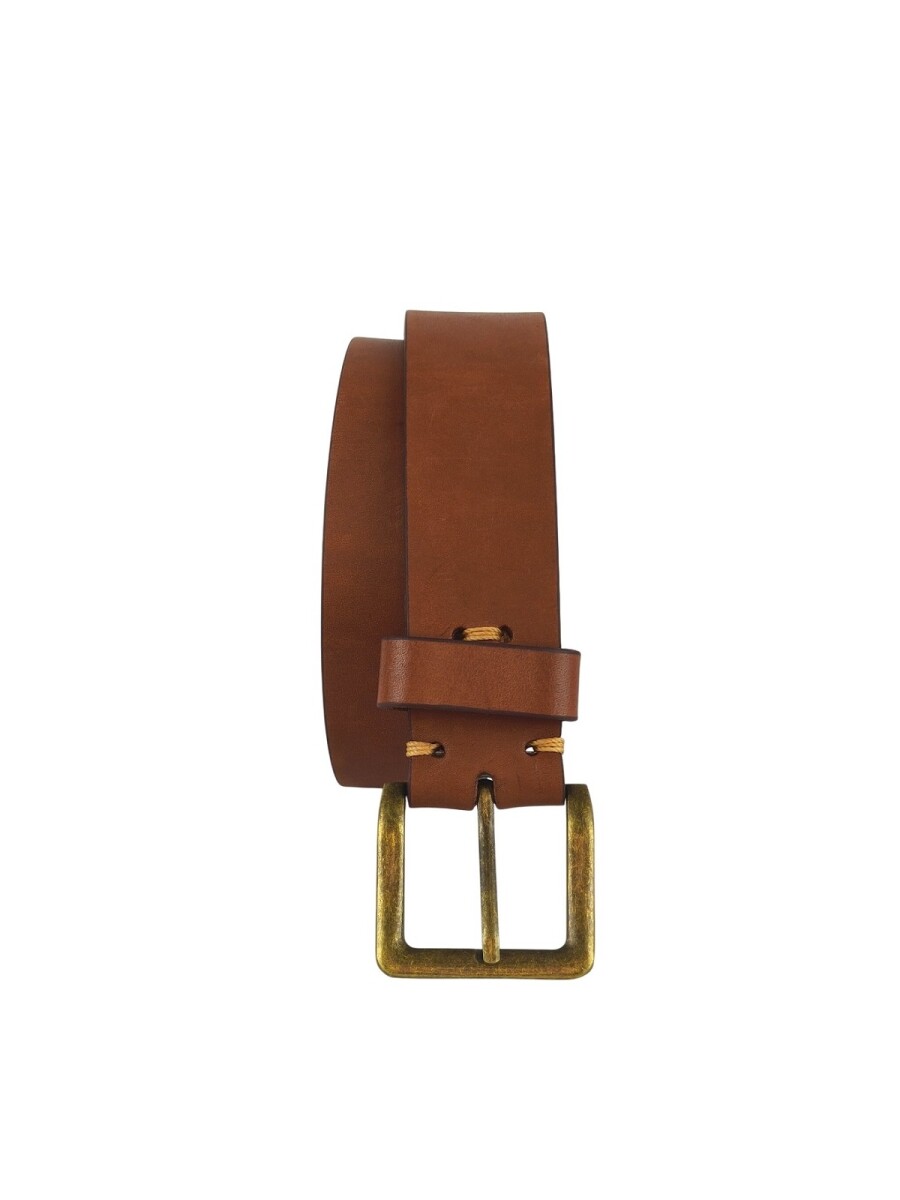Cinto cuero c/detalle de costura - Marron claro 
