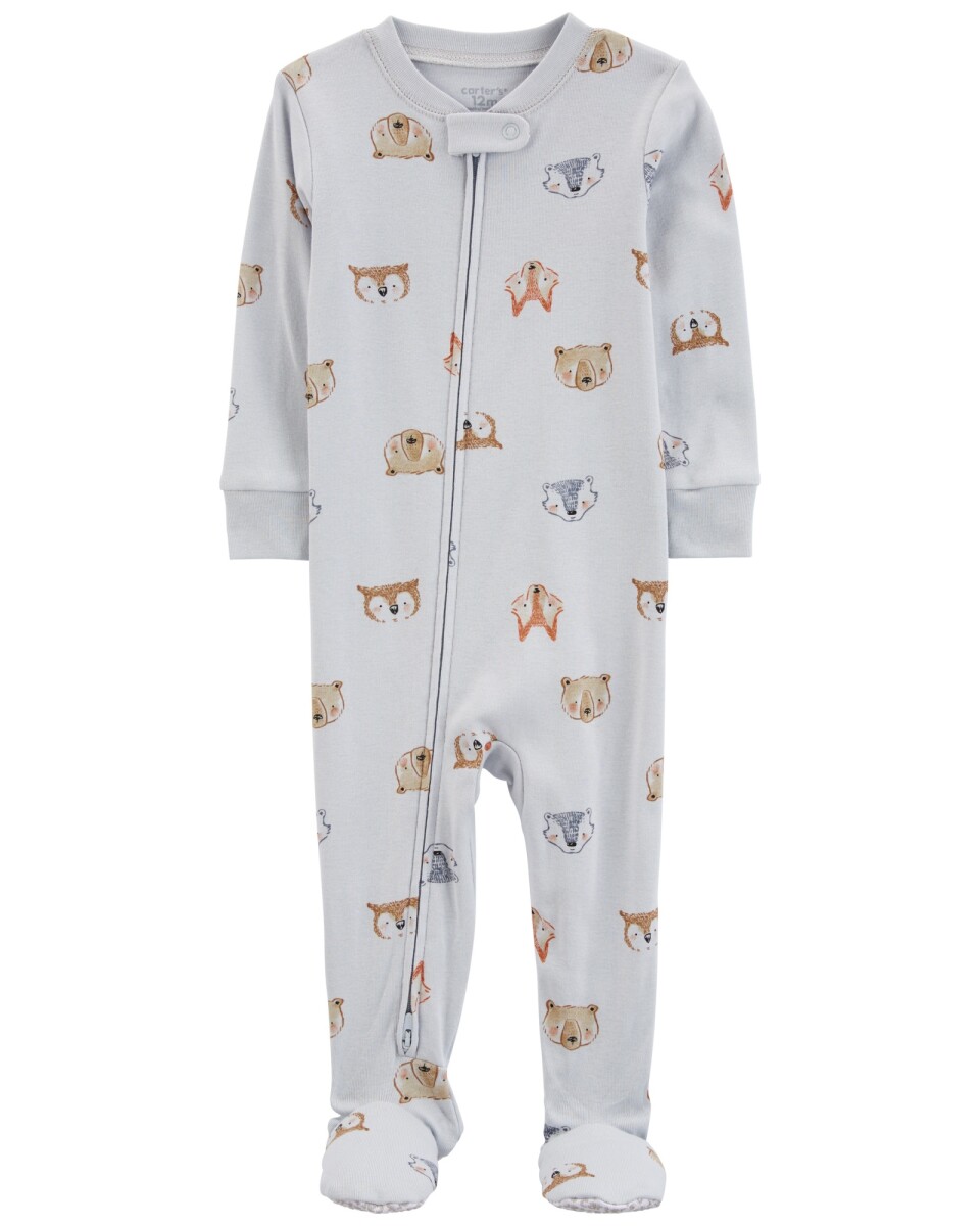 Pijama uno pieza de algodón, con pie, diseño animales 