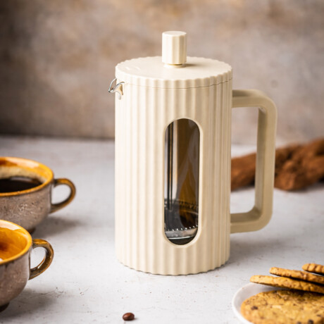 Cafetera prensa manual con embolo facetada - 600ml Blanco