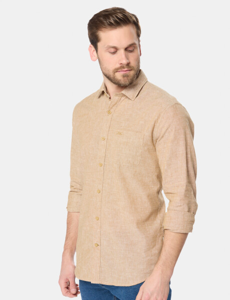 CAMISA DE LINO Camel
