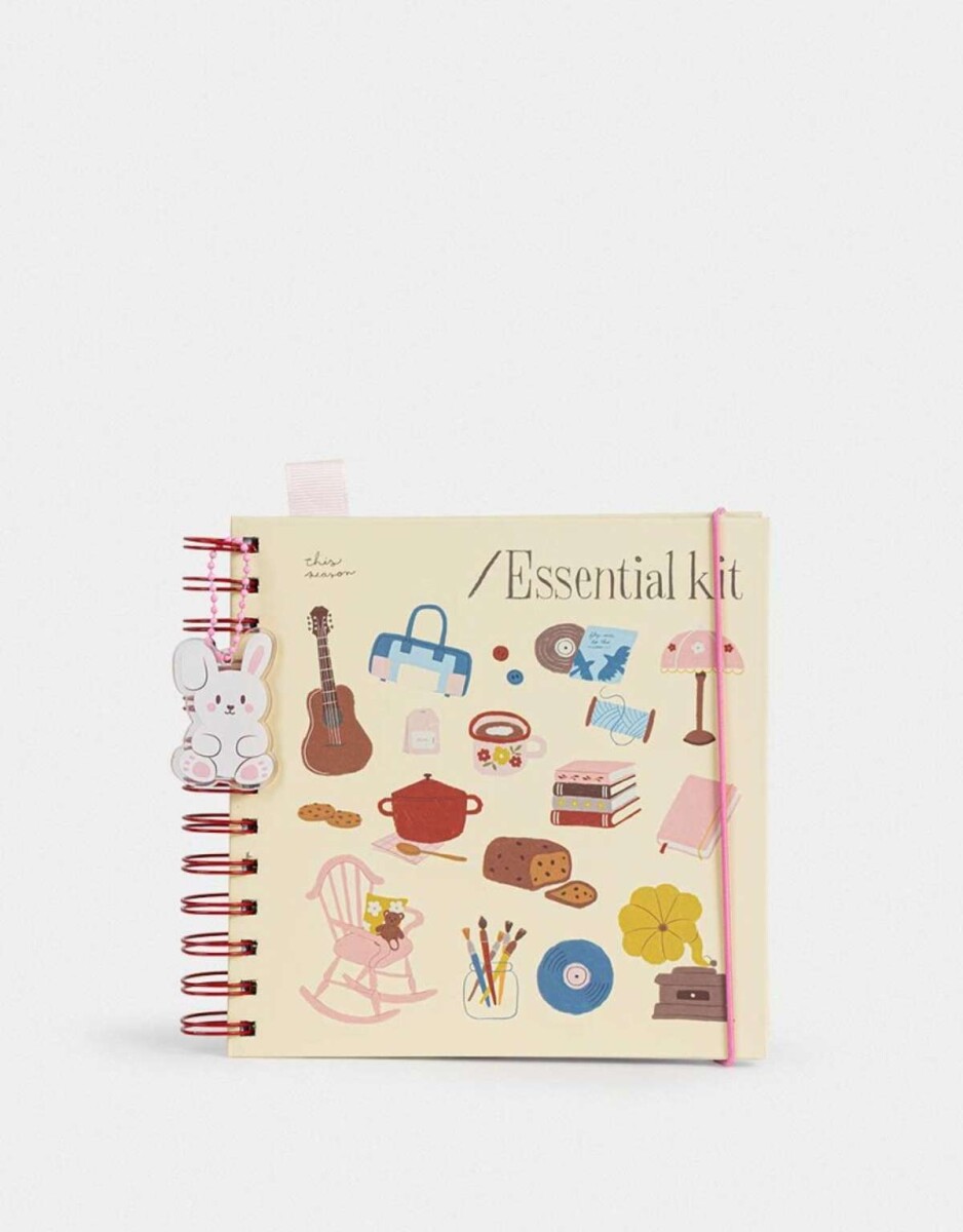 Cuaderno Cuadrado Tapa Dura Con Stickers Y Charm - Amarillo Claro 