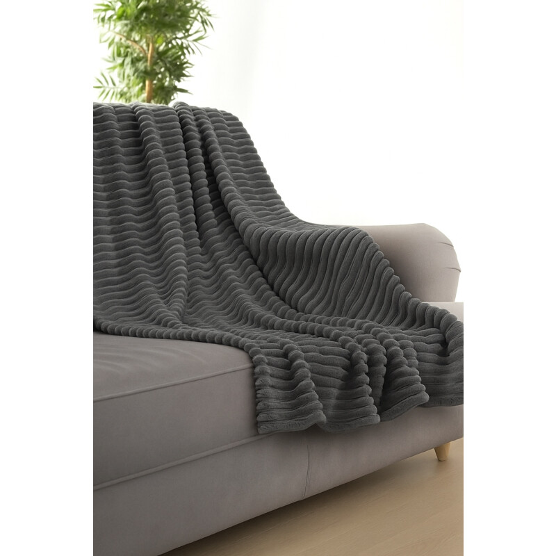 Manta Frazada Polar Suave Invierno 1 plazas Abrigada Gris Oscuro