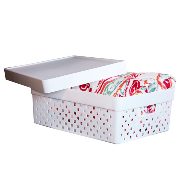 ORGANIZADOR QUADRATTA CON TAPA 39X29X14 CMS BLANCO BLANCO