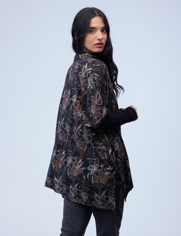 Cardigan Oversized Zip NEGRO/MULTI