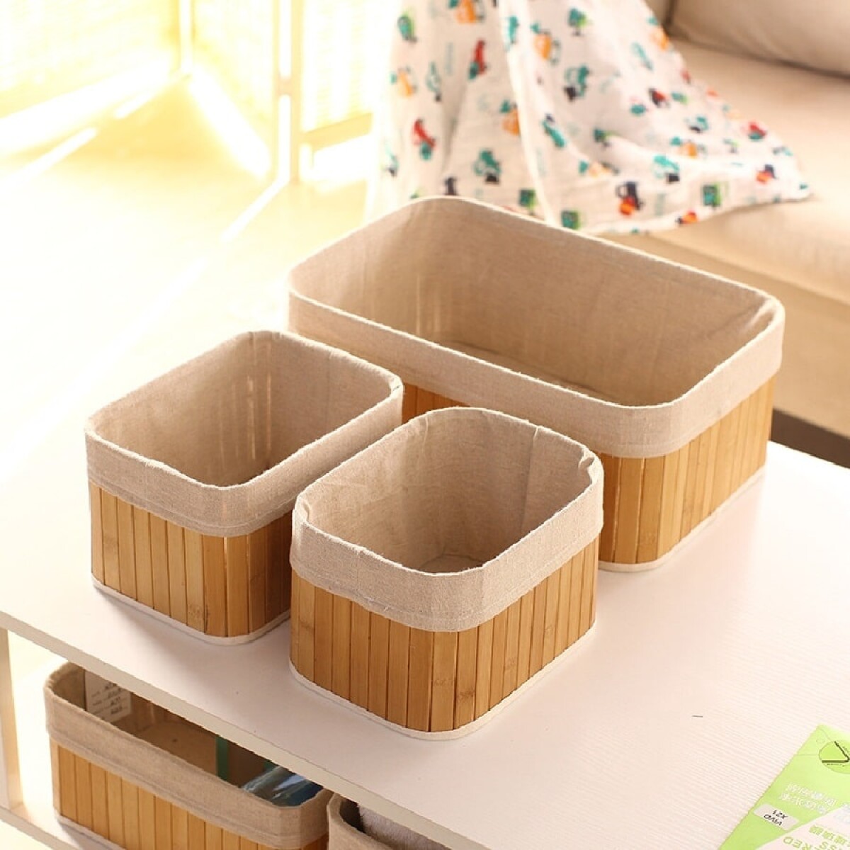 Set 3 cestos organizadores de bambú 