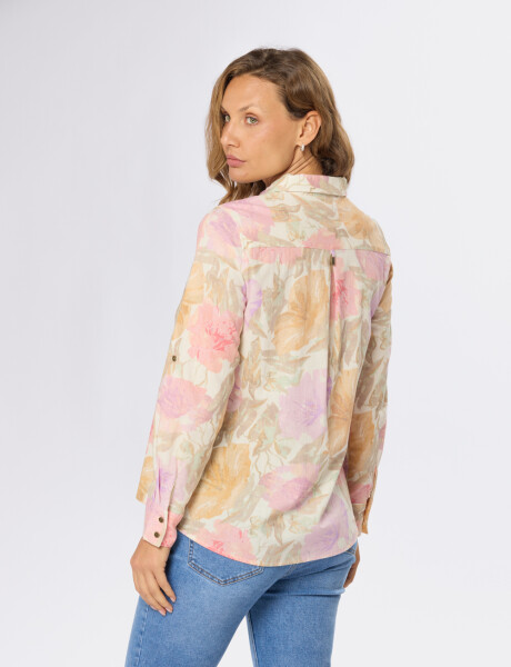 CAMISA DE LINO ESTAMPADA Rosa