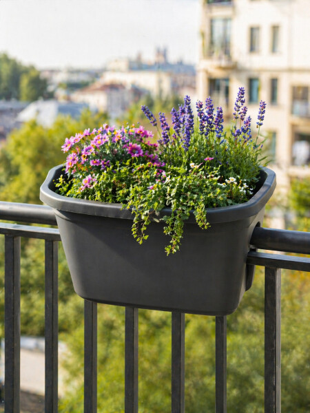 MACETA BALCONY NEGRO