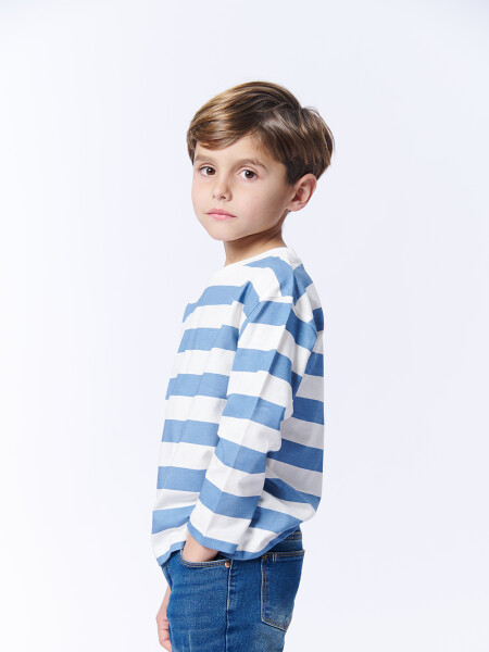 REMERA Manga larga ESTAMPA Rayas Azul Y Blanco