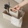 Cesto Organizador con manija de madera Beige