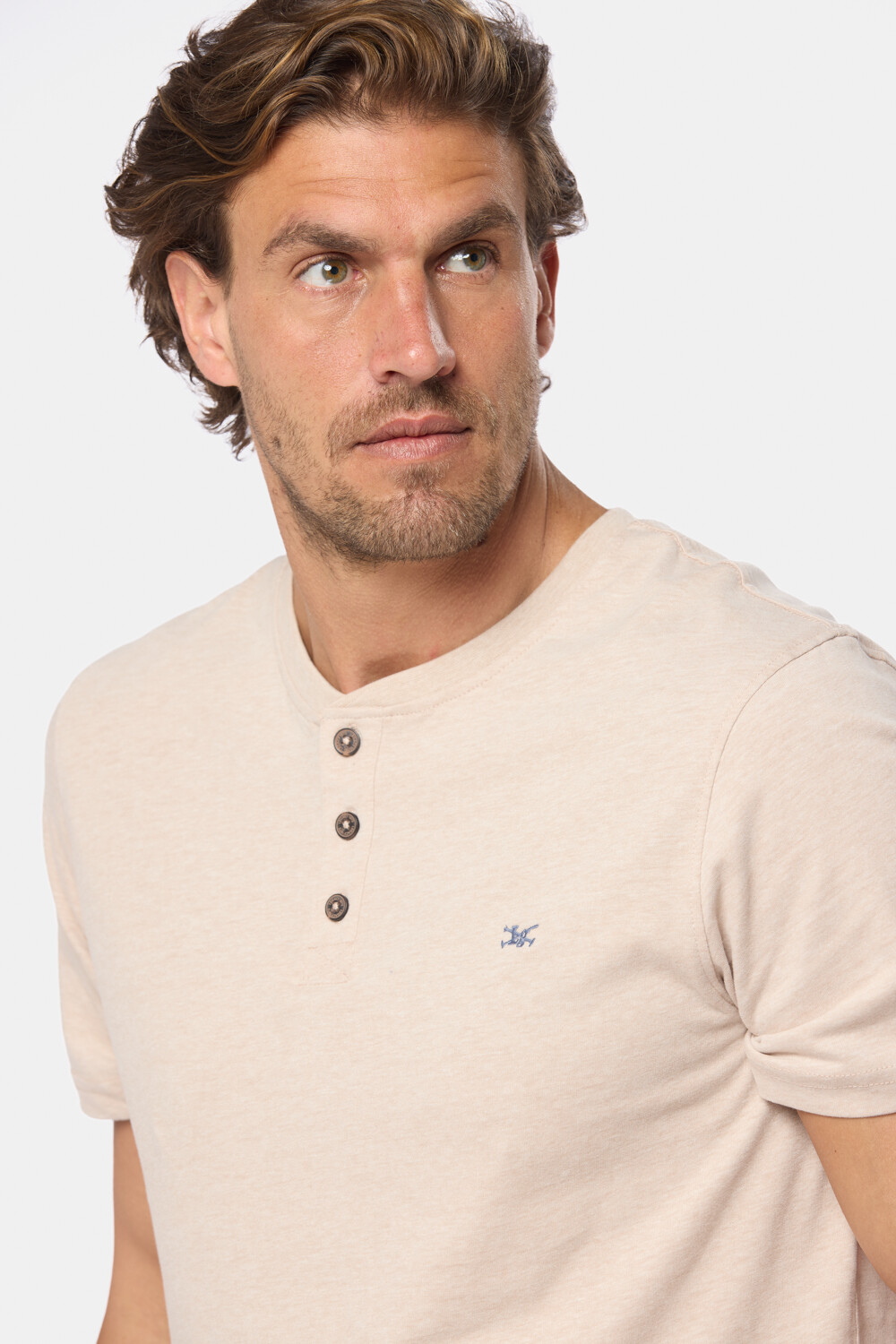 REMERA LISA CUELLO MAO Beige