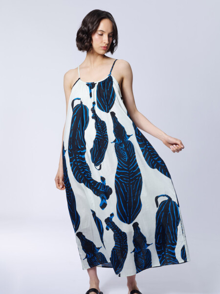 Vestido algodón estampa Cebras Negro
