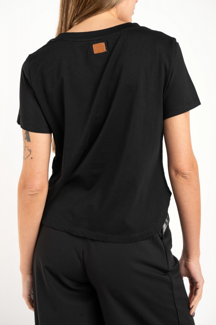 Remera Algodon Peinado Negro