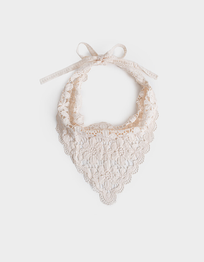 Vinchas Textiles Pañuelo Pañuelo Triangular Encaje - Blanco Crudo