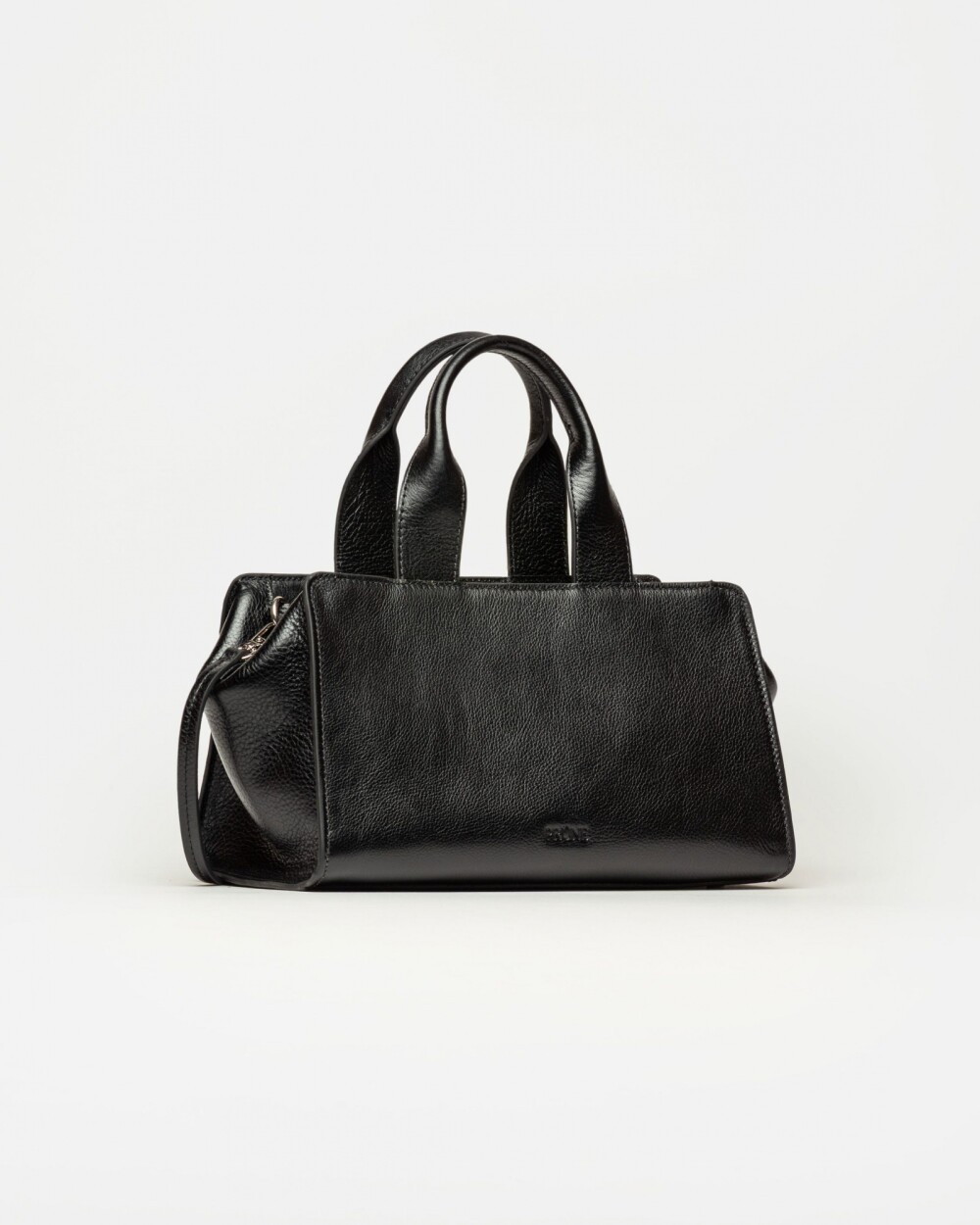 Cartera de mano Mila en cuero liso Negro