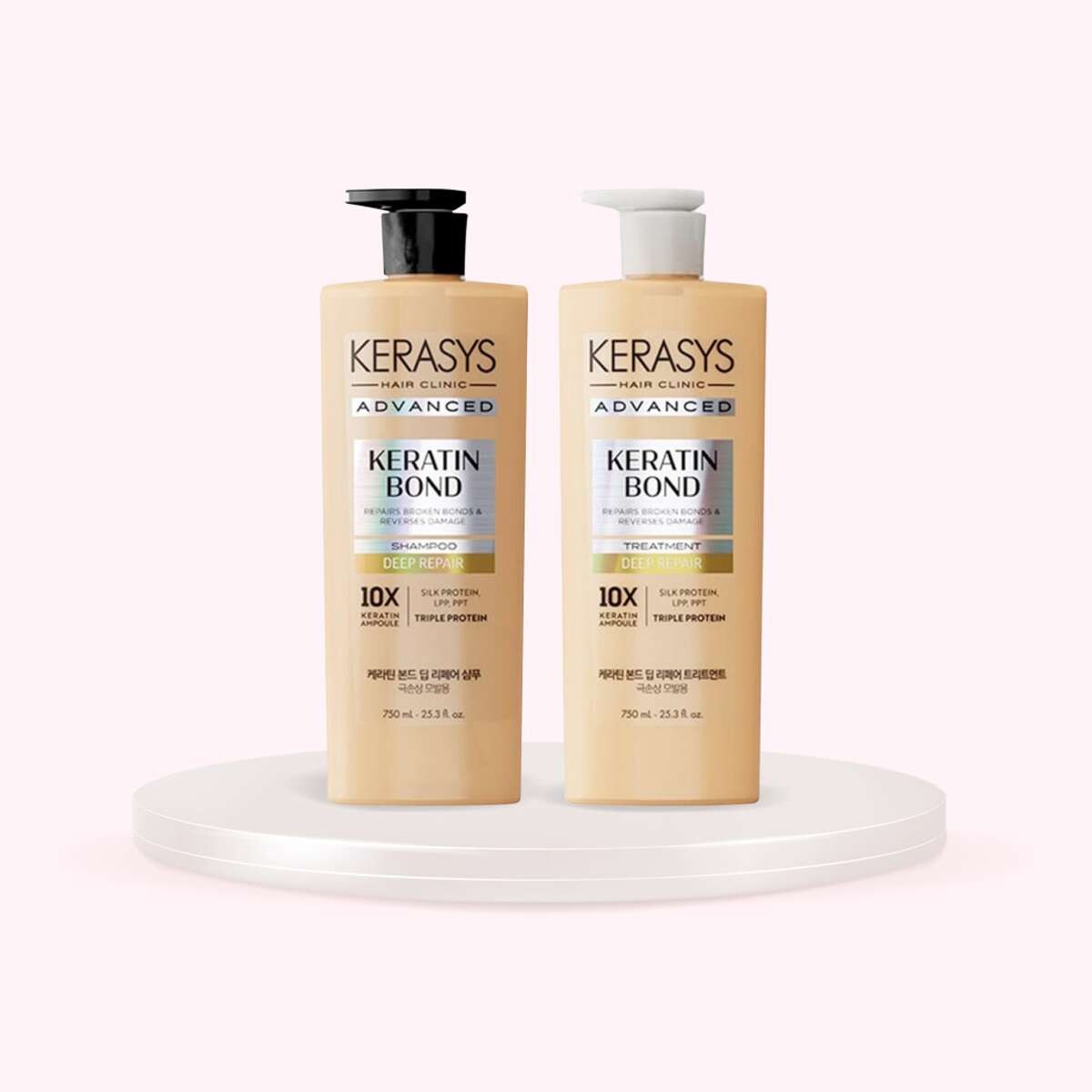 Dúo Capilar Shampoo + Acondicionador Keratin Bond Repair Ampoule - (600Ml) - Nutrición Profunda, Brillo Y Suavidad 