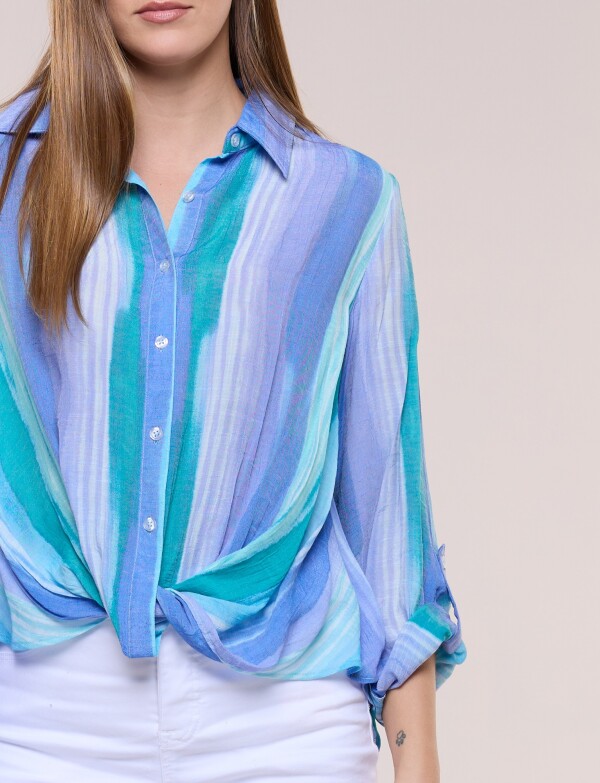 Camisa Botones Nudo CELESTE/MULTI