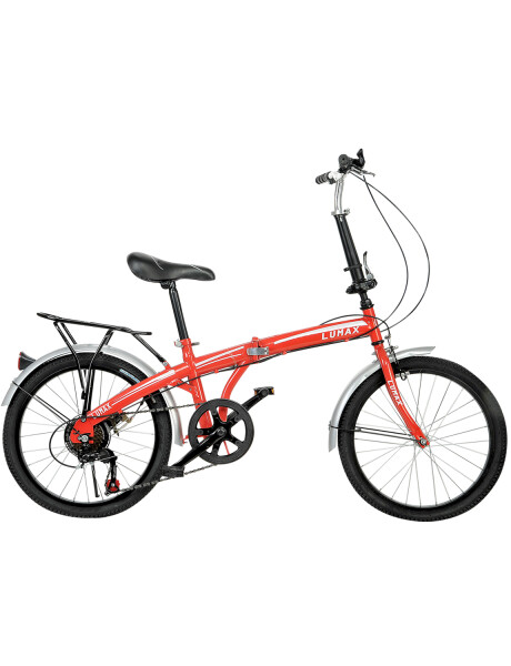 Bicicleta Plegable Rodado 20 Lumax Shimano Parrilla Rojo