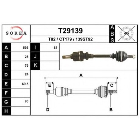 SEMIEJES - CITROEN BX ZX 1.6-1.8N 1.9D IZQ (25-24-593) - SEMIEJES - CITROEN BX ZX 1.6-1.8N 1.9D IZQ (25-24-593) -