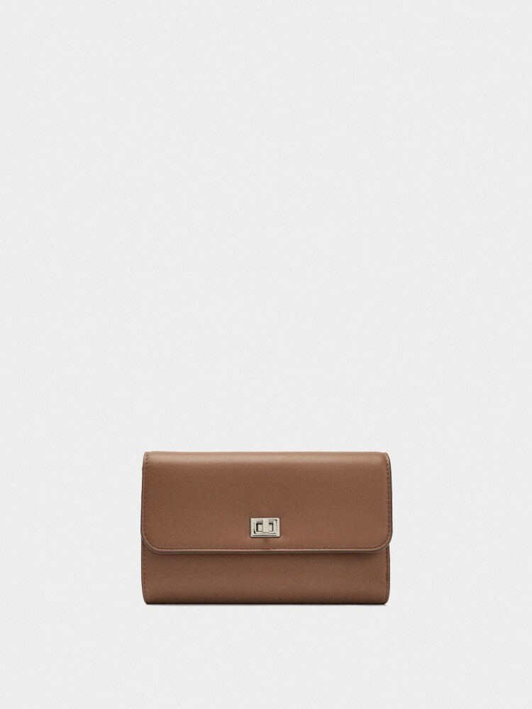 Cartera Lisa Con Solapa camel