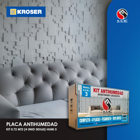 PLACA ANTIHUMEDAD KIT 0.72MT2 (4 UNID 30X60) HUMI3 N/a