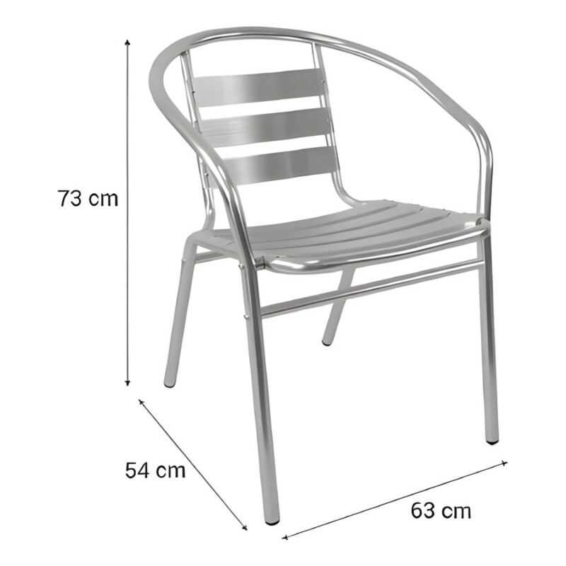Silla de exterior Slat en aluminio plateada Silla de exterior Slat en aluminio plateada