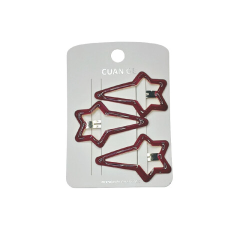 Broche pinzas bordó estrellas x3 Broche Pinzas Bordó Estrellas X3