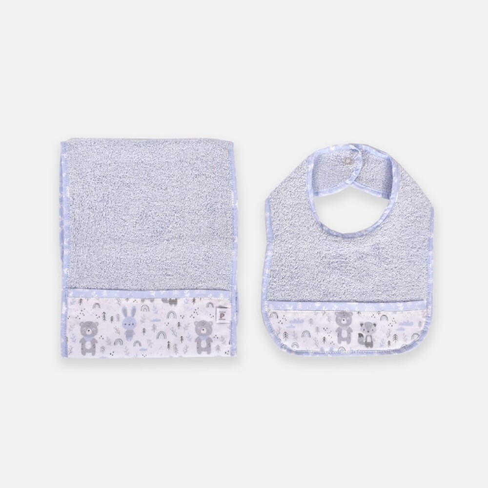 Kit Babero+Toalla Bosque Celeste