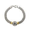 Pulsera Circulo-Plata y Oro-Piedra Onix-PU5080 conpiedra