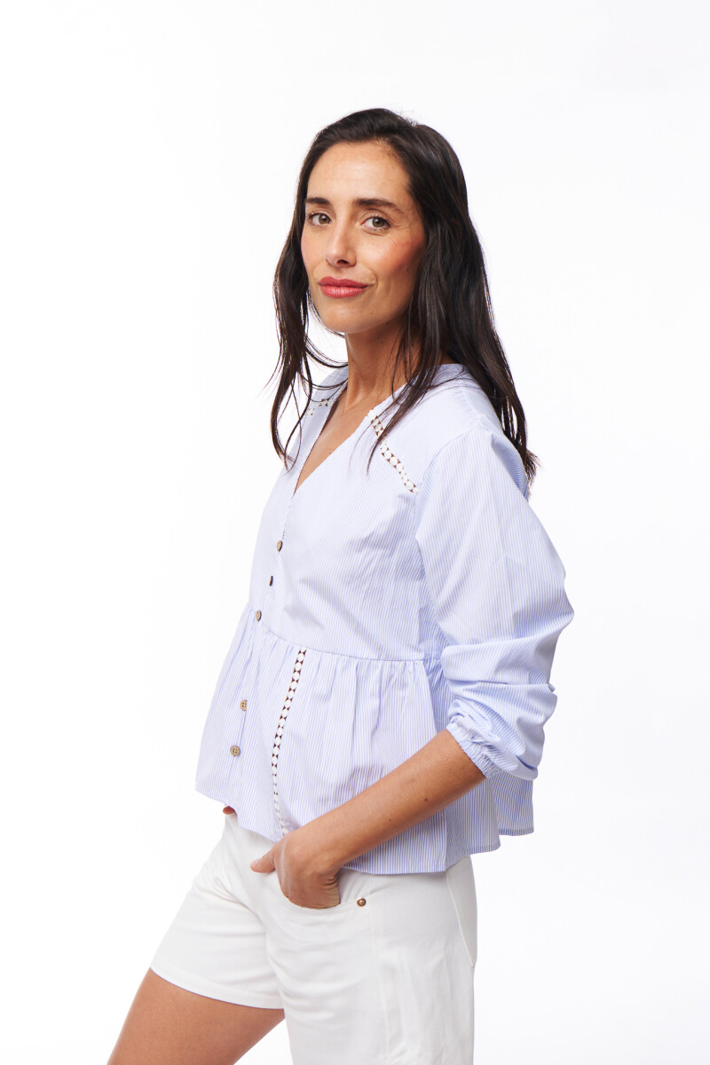 BLUSA AZUNA CELESTE RAYAS