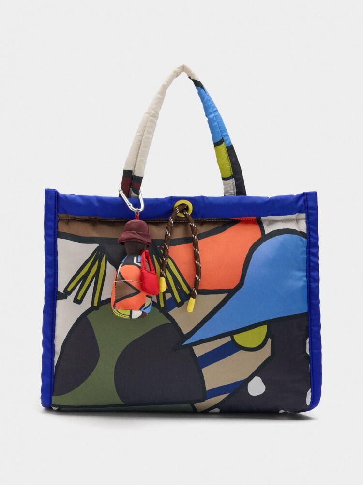 Bolso Shopper Estampado De Nylon multicolor