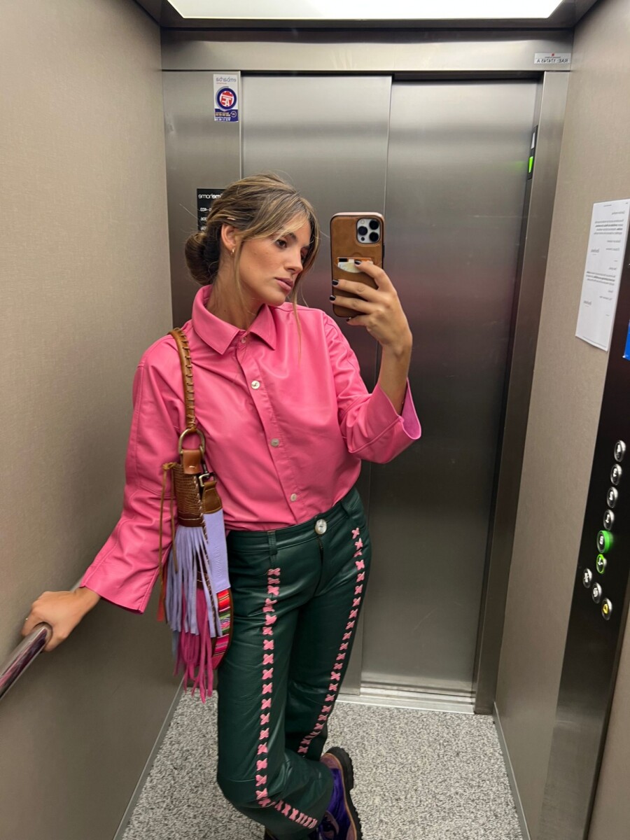 Leather Vila Shirt - Chicle 