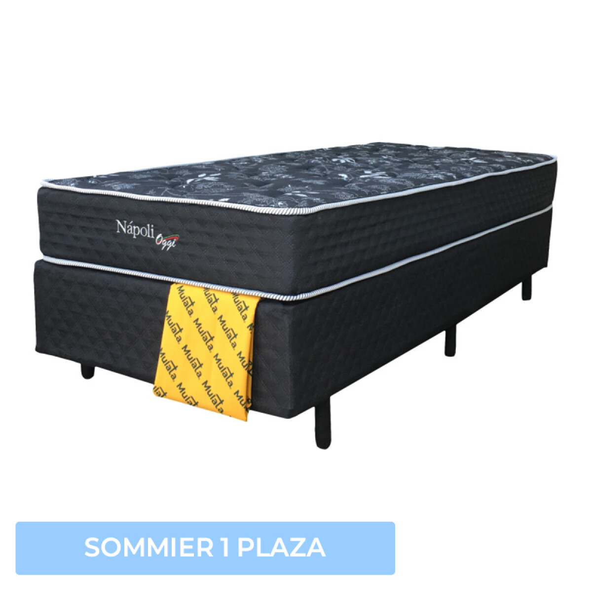 UNA PLAZA + BOX - Conjunto se de Sommier 1 Plaza Napoli Espuma Reversible 188x78x54 150k 