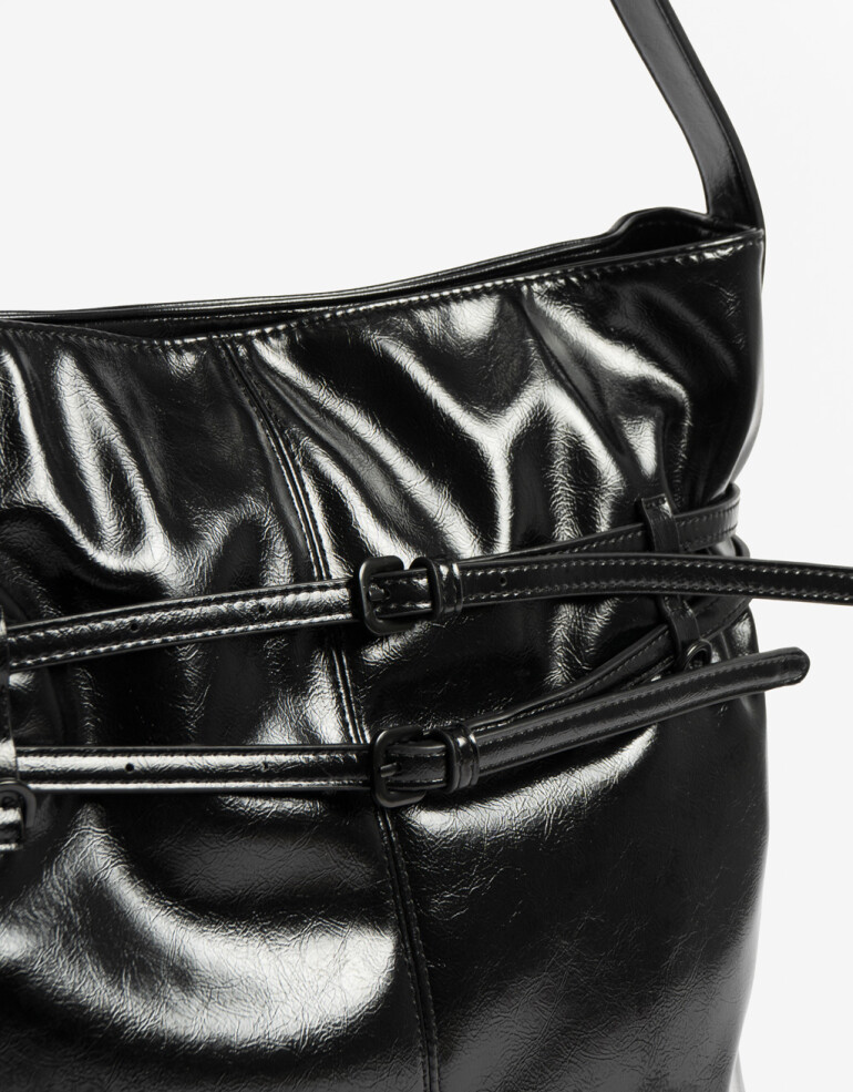 Saca Cartera Formato Saca Con Cinturones - Negro