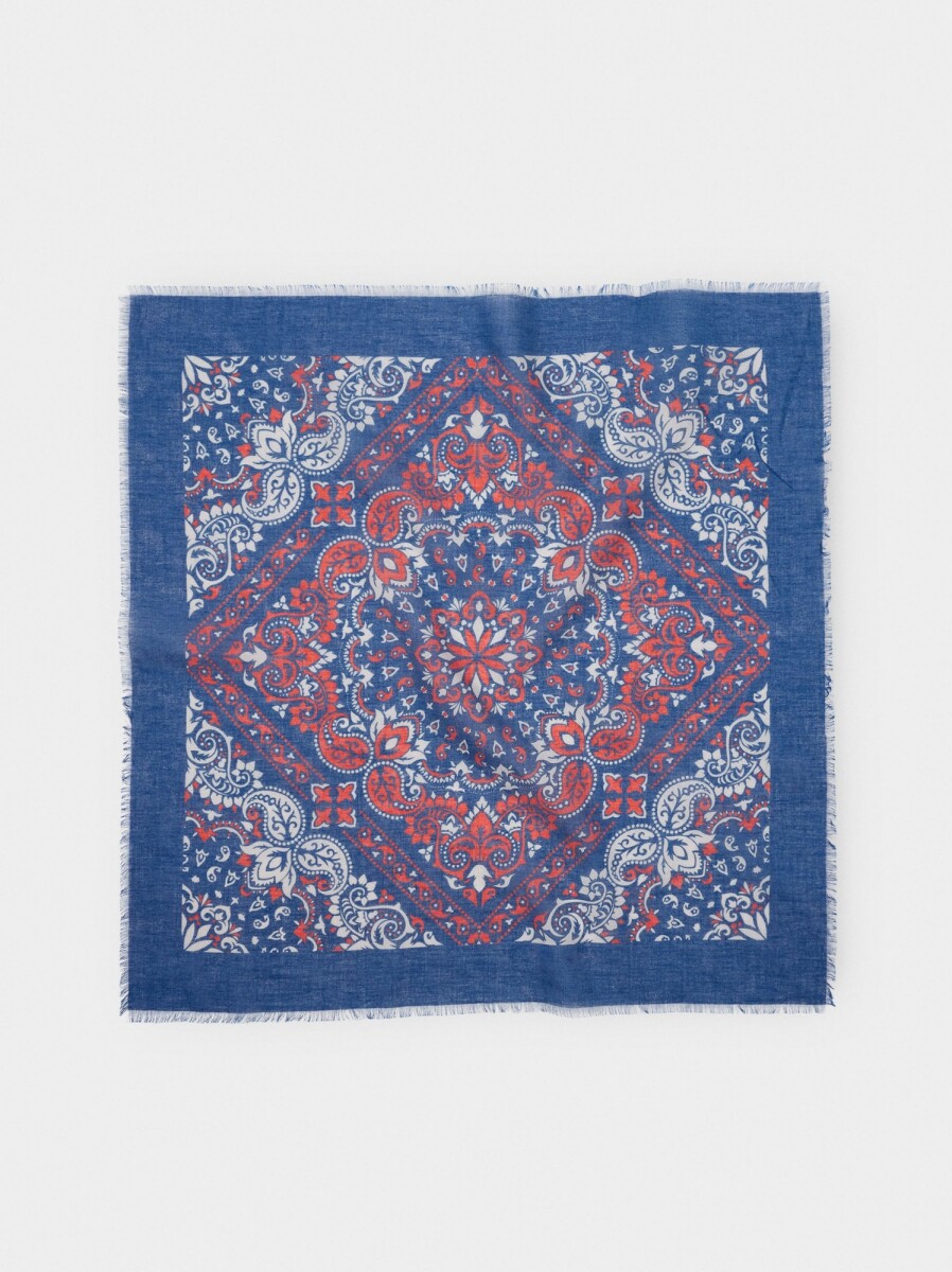 Pañuelo Cuadrado Estampado 100% Algodón - azul 
