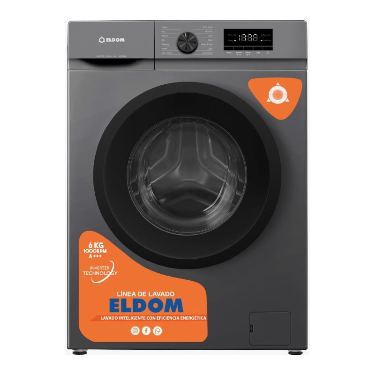 LAVARROPAS ELDOM 6 KG CARGA FRONTAL INVERTER - KG60-10L24B 