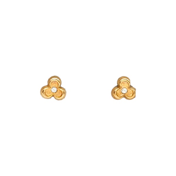Caravanas Flor de oro - Oro bajo -Zirconia - CA8168 conpiedra