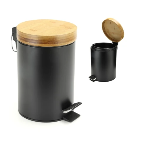 Cesto de basura 3 Litros Residuos Papelera Extraíble Acero Inoxidable Negro CB007 Cesto de basura 3 Litros Residuos Papelera Extraíble Acero Inoxidable Negro CB007