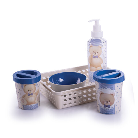 Set x5 para Baño Infantil Varios Personajes OSOS AZUL