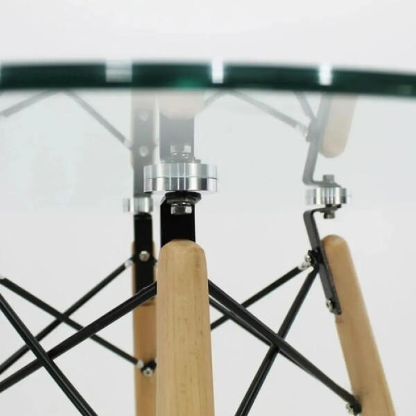 Mesa Comedor Cocina Eames Redonda Vidrio 100Cm Premium Atrix Transparente