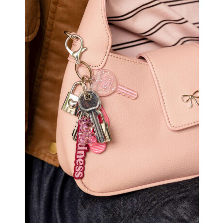 Llavero Y Charm De Relicario Rosa Claro