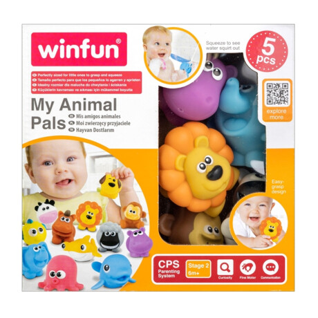 Set Juguetes de Baño p/ Bebé 5 Mini Animales en Goma Winfun Jungla