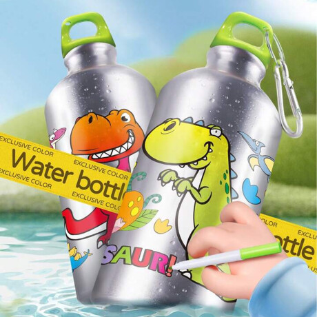 Set de botella de acero 500 ml para colorear Dinosaurio