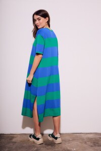 Vestido Tejido Rayado Verde
